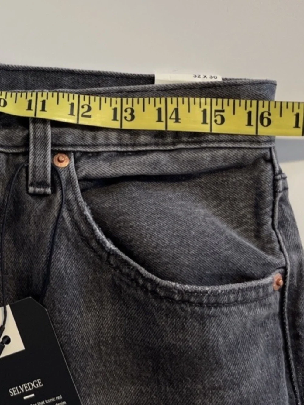 Levi's 501 Selvedge Original Straight Leg Jeans Men's 32x30 Gray Big E